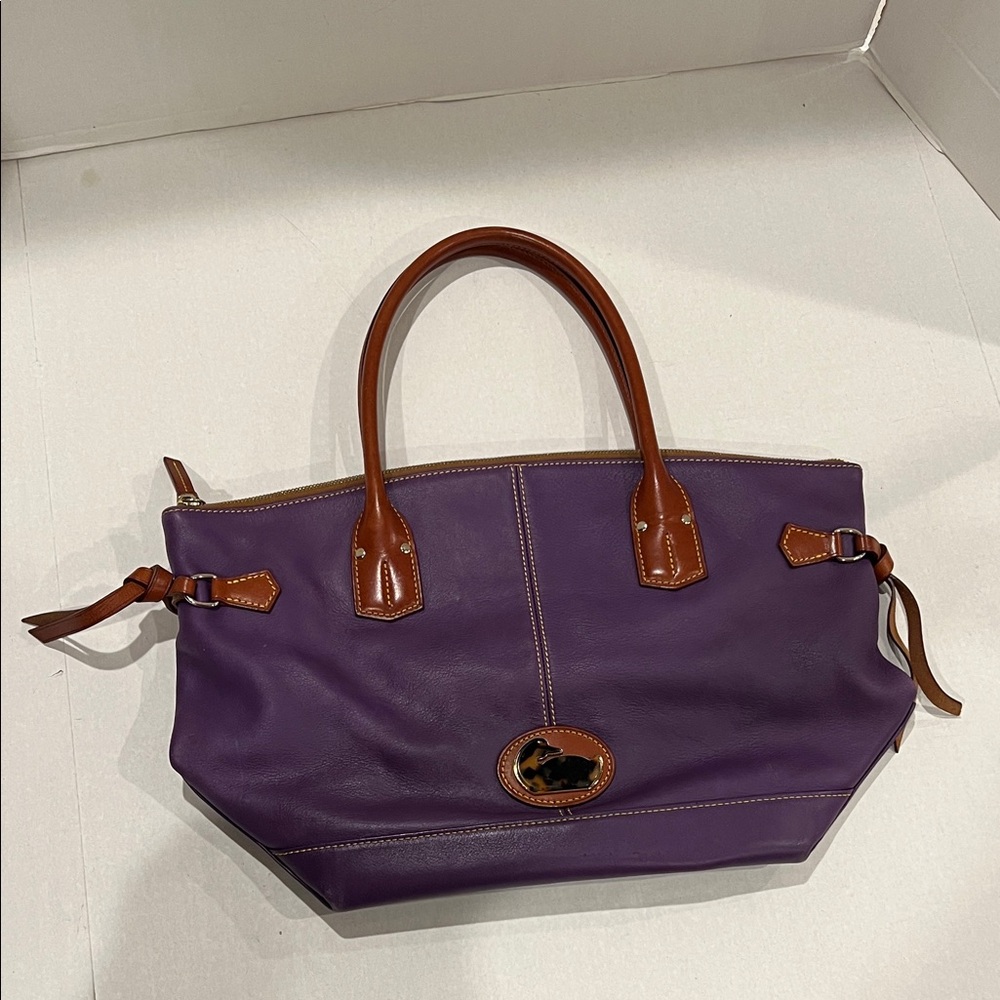 Dooney & Bourke Purple and Brown Leather Tote